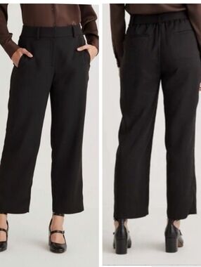 Quince Stretch Crepe Paperbag Pants Black Sz 14